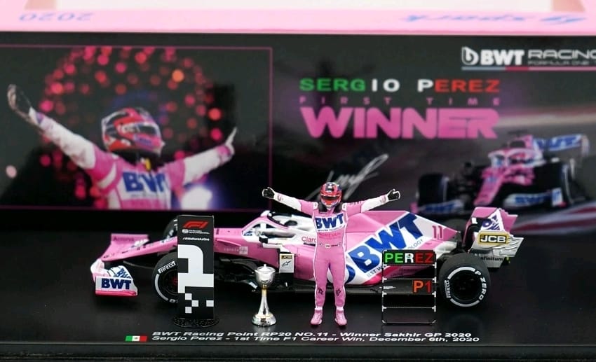 Sergio Perez Sakhir 2020 1st Career Win Racing Point F1 RP20 Spark Figure 1:43