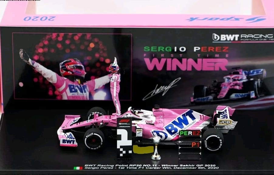 Sergio Perez Sakhir 2020 1st Career Win Racing Point F1 RP20 Spark Figure 1:43