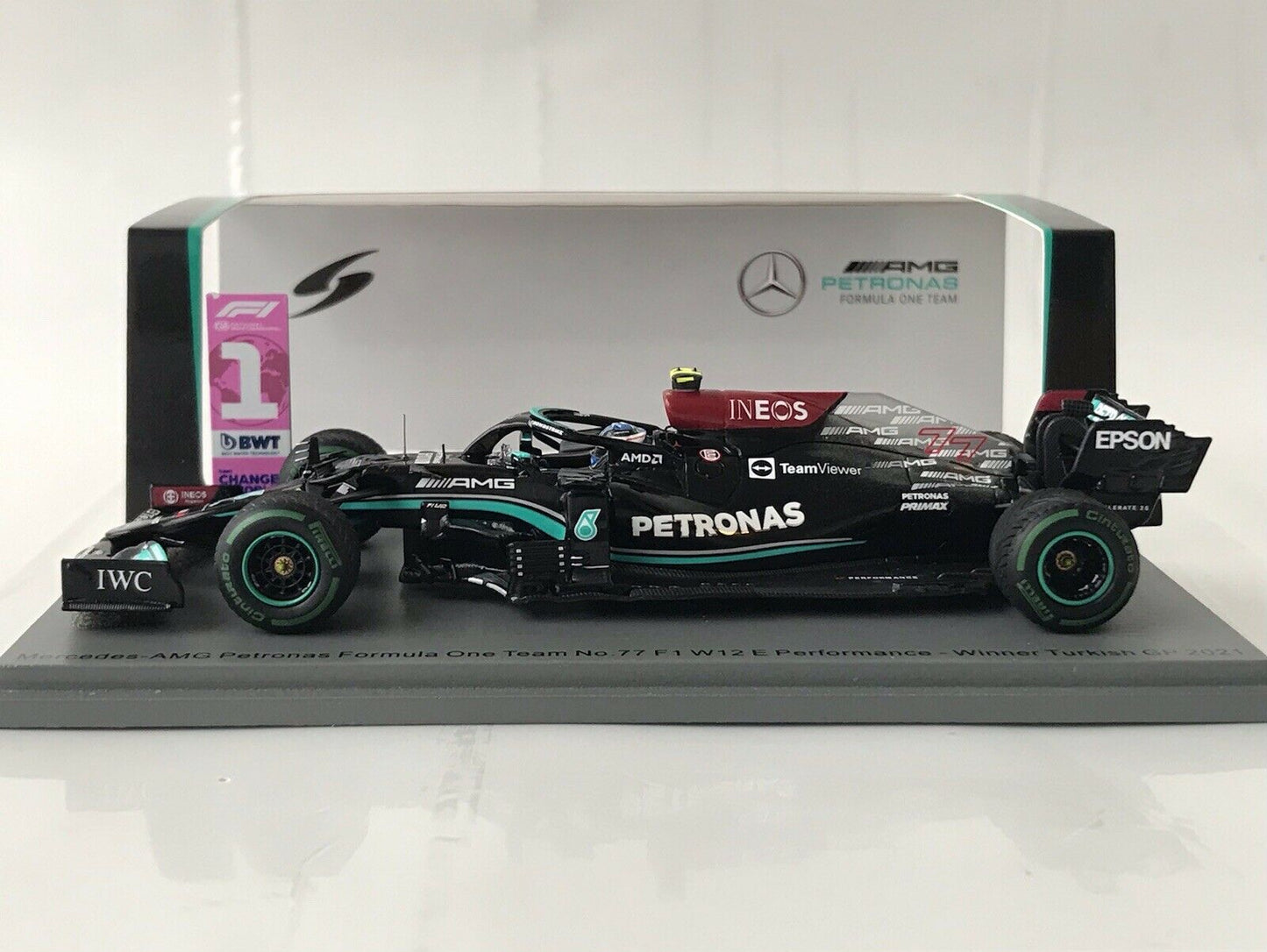 Valteri Bottas #77 W12 Mercedes Winner Turkish GP 2021 Spark  1/43