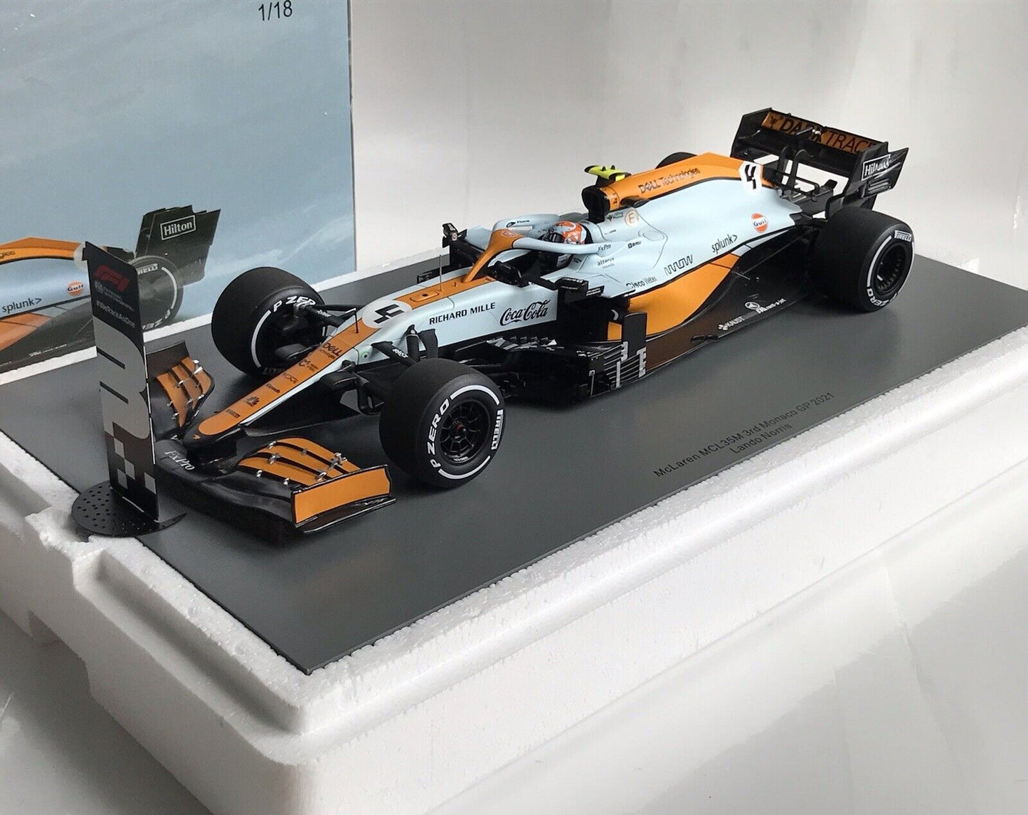 Lando Norris #4 Gulf McLaren Mercedes MCL35M Monaco GP 2021 Spark 1/18