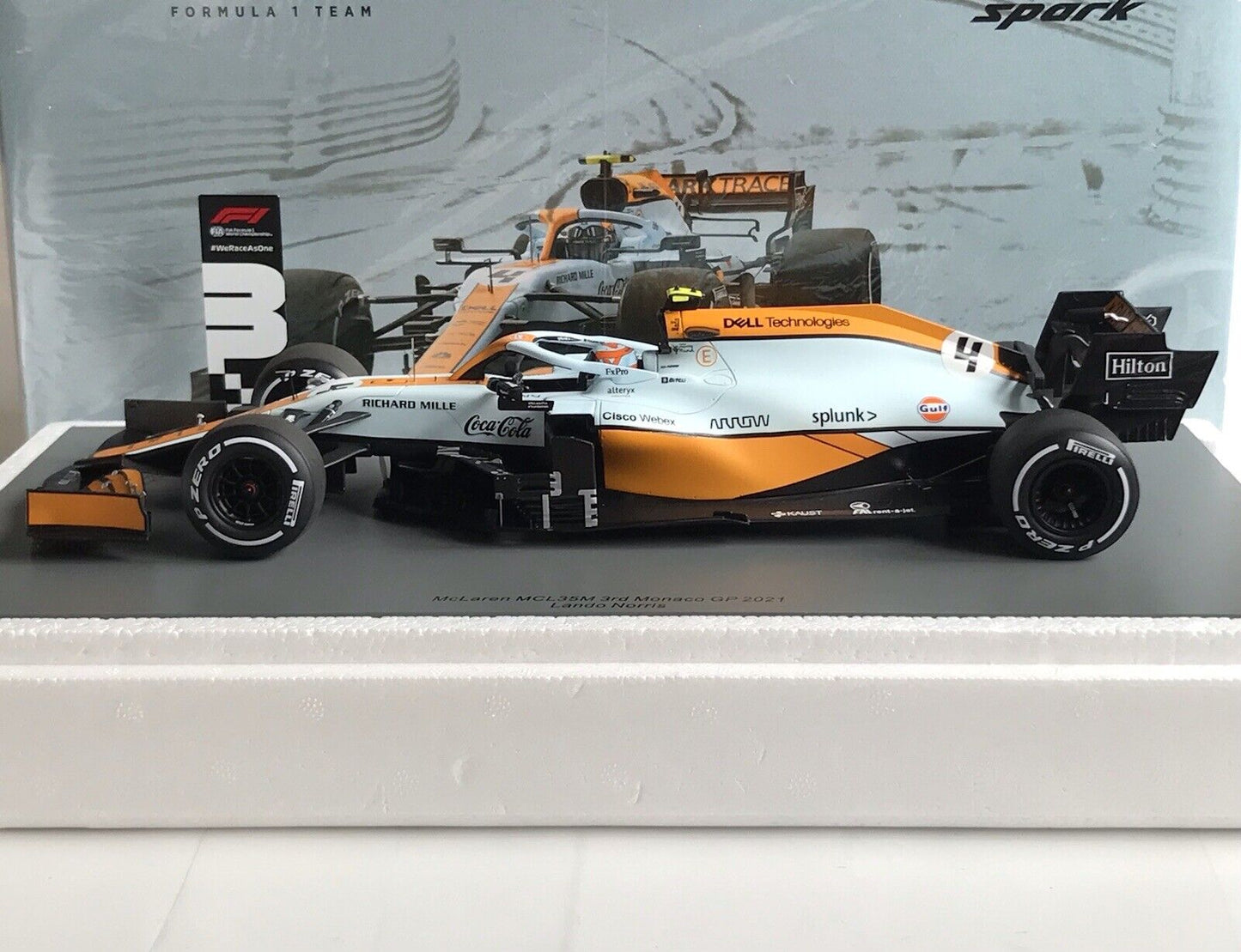 Lando Norris #4 Gulf McLaren Mercedes MCL35M Monaco GP 2021 Spark 1/18