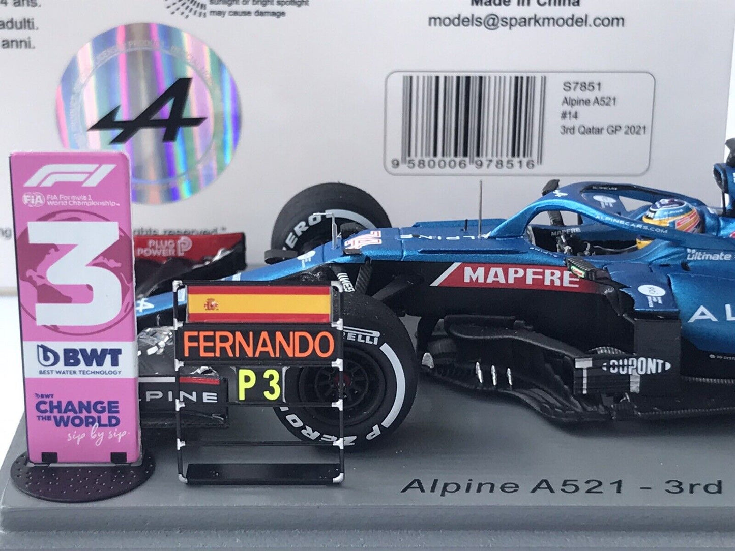 Fernando Alonso #14 Alpine A521 Gp Qatar 2021 Spark 1/43