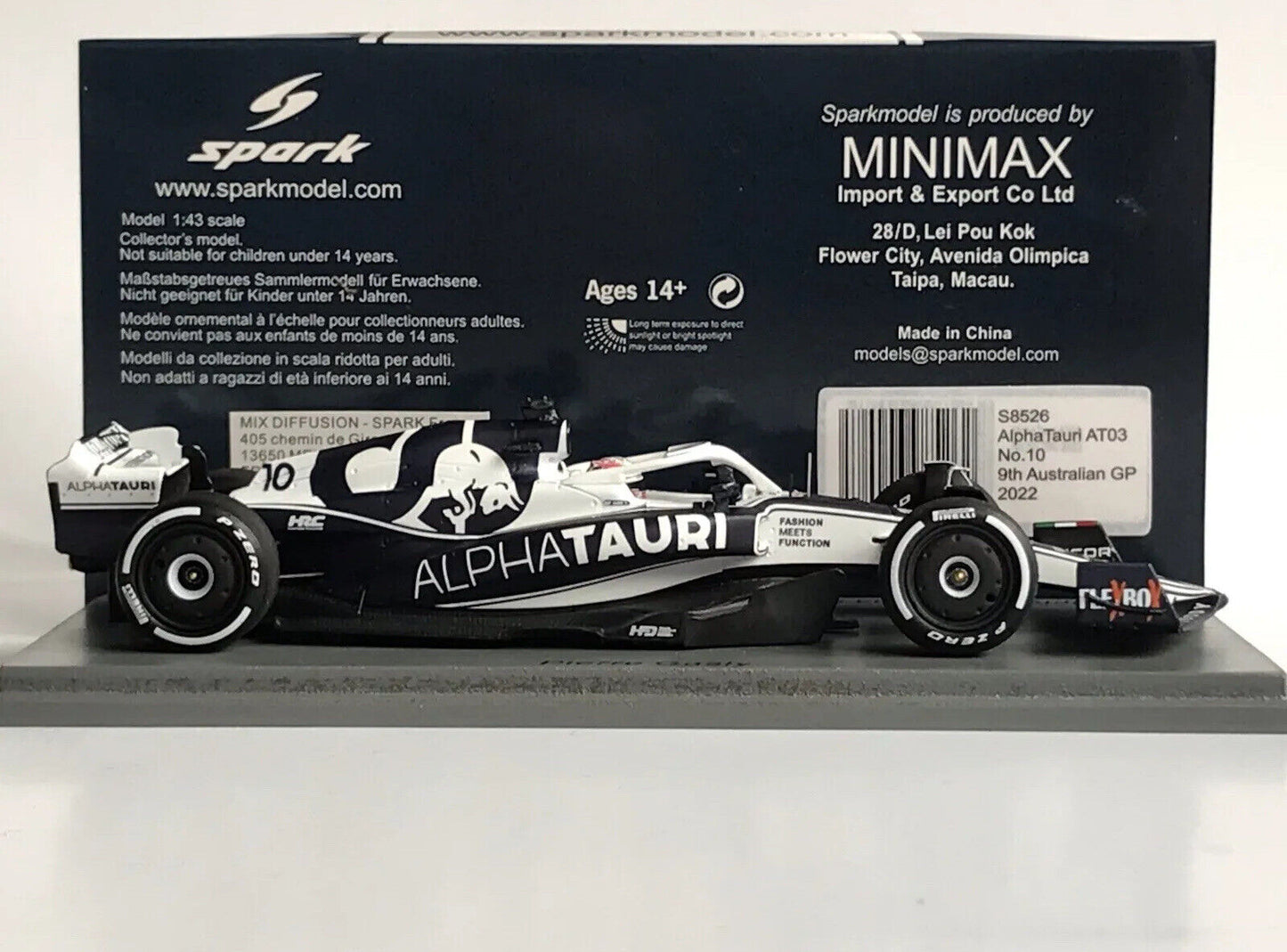 Pierre Gasly #10 Alpha Tauri AT03 Gp Australia 2022 Spark 1/43